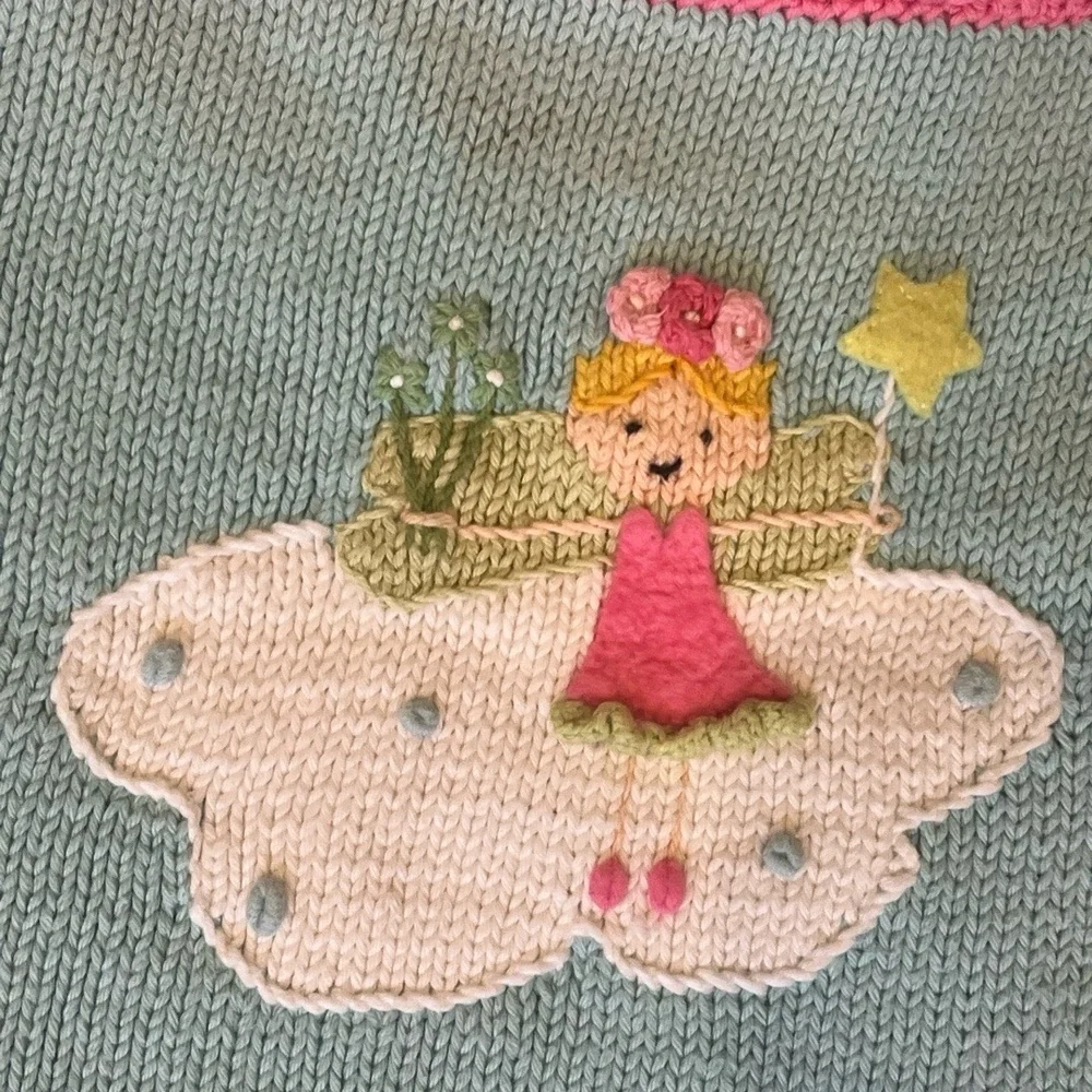 Art Walk Baby Blanket Multi-color Whimsical Fairy Tale 3D Applique Heirloom Cozy